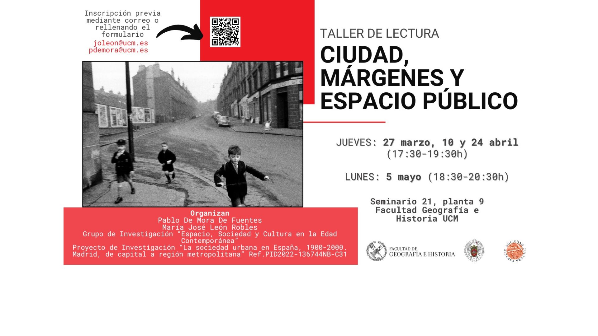 Próximamente se celebrará el taller de lectura "Ciudad, márgenes y espacio público". Inscripciones abiertas!